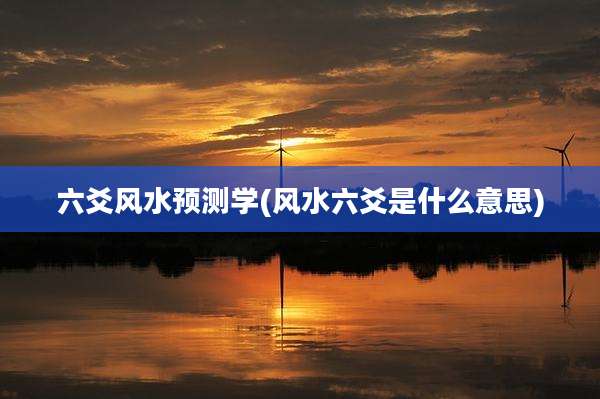 六爻风水预测学(风水六爻是什么意思)