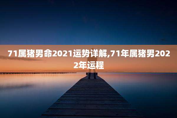 71属猪男命2021运势详解,71年属猪男2022年运程