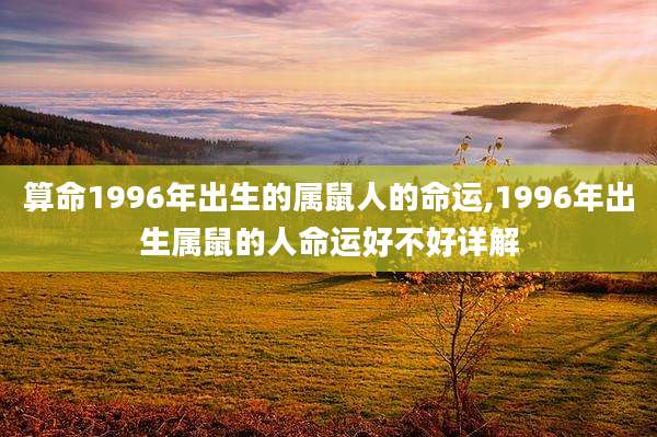 算命1996年出生的属鼠人的命运,1996年出生属鼠的人命运好不好详解