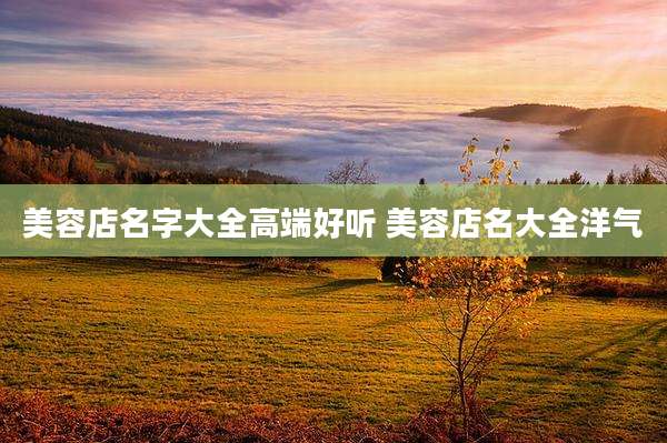 美容店名字大全高端好听 美容店名大全洋气
