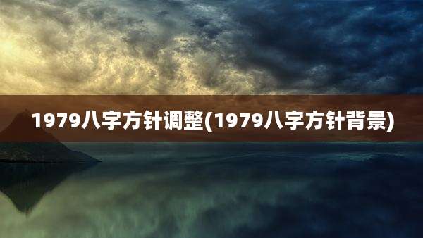 1979八字方针调整(1979八字方针背景)
