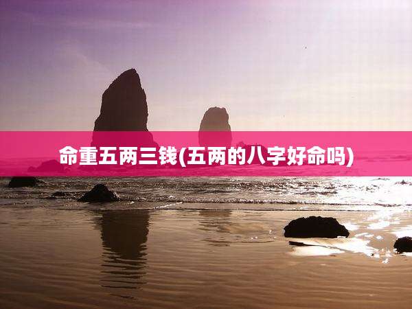 命重五两三钱(五两的八字好命吗)