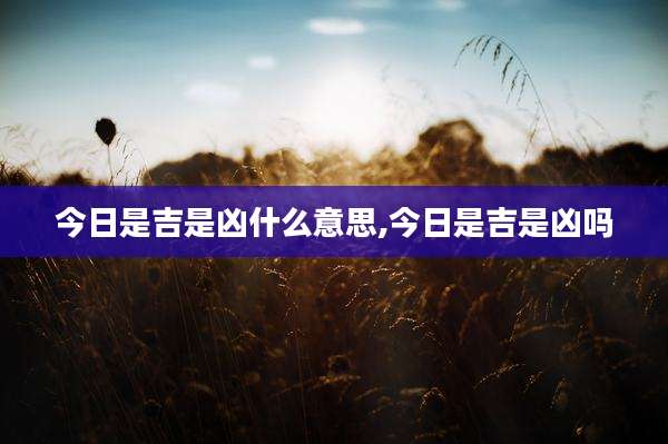 今日是吉是凶什么意思,今日是吉是凶吗