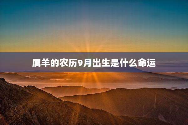 属羊的农历9月出生是什么命运