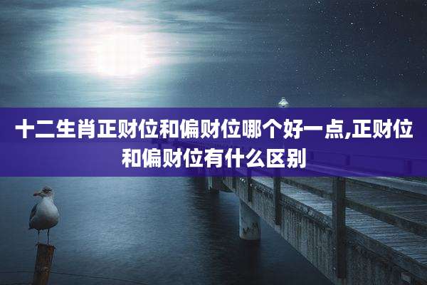 十二生肖正财位和偏财位哪个好一点,正财位和偏财位有什么区别