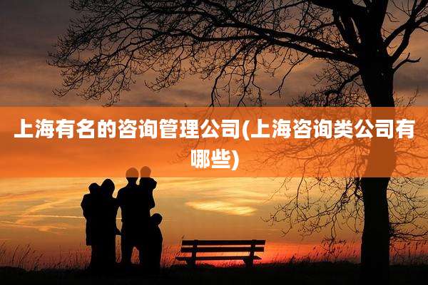上海有名的咨询管理公司(上海咨询类公司有哪些)