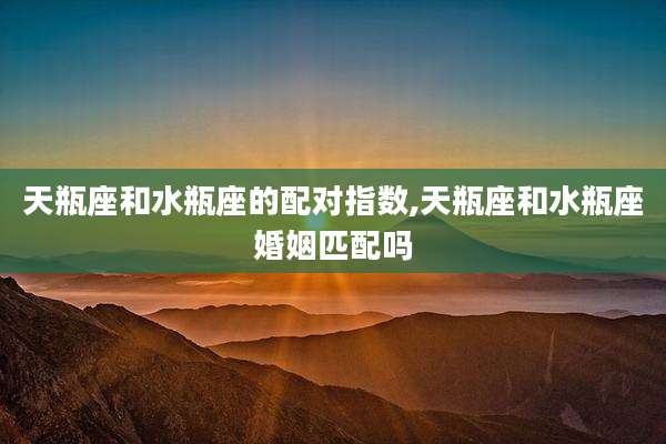天瓶座和水瓶座的配对指数,天瓶座和水瓶座婚姻匹配吗