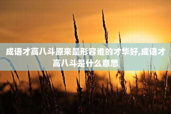 成语才高八斗原来是形容谁的才华好,成语才高八斗是什么意思