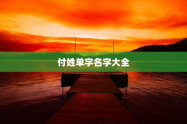 付姓单字名字大全