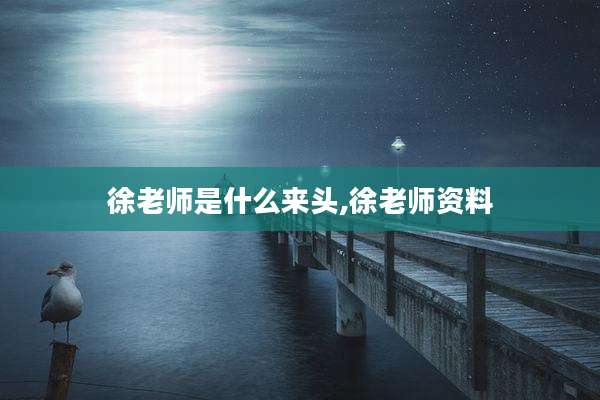 徐老师是什么来头,徐老师资料