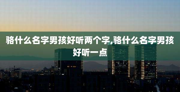骆什么名字男孩好听两个字,骆什么名字男孩好听一点