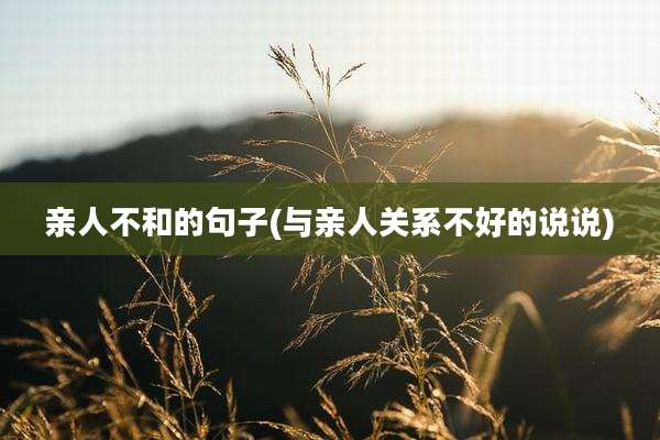 亲人不和的句子(与亲人关系不好的说说)
