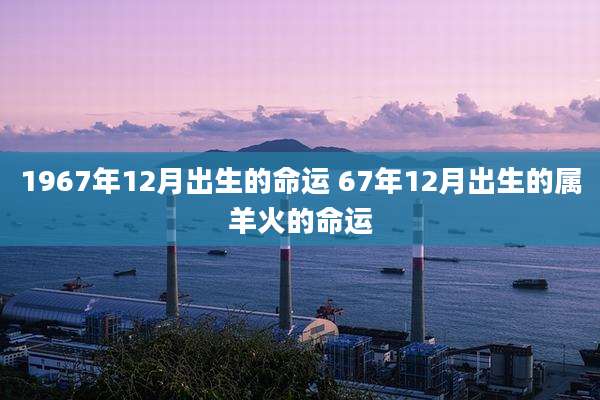 1967年12月出生的命运 67年12月出生的属羊火的命运
