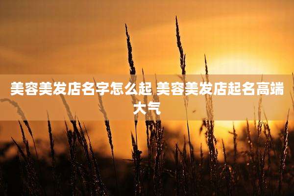 美容美发店名字怎么起 美容美发店起名高端大气