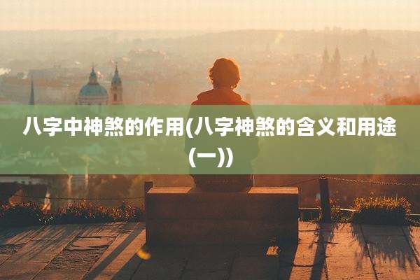 八字中神煞的作用(八字神煞的含义和用途(一))