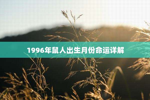 1996年鼠人出生月份命运详解
