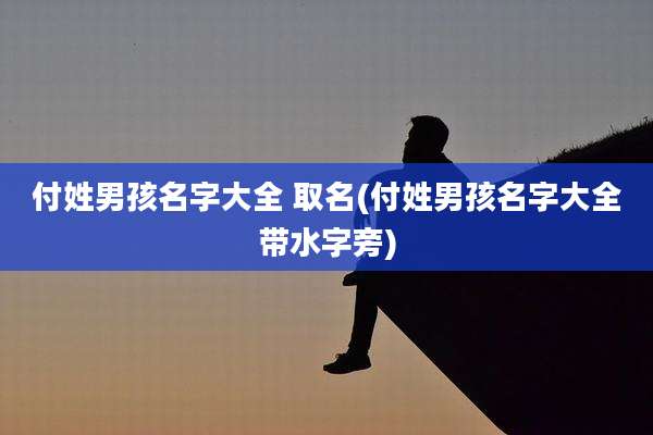付姓男孩名字大全 取名(付姓男孩名字大全带水字旁)