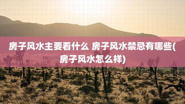 房子风水主要看什么 房子风水禁忌有哪些(房子风水怎么样)
