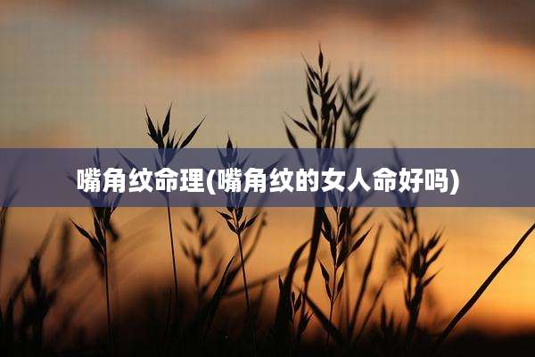 嘴角纹命理(嘴角纹的女人命好吗)