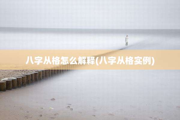 八字从格怎么解释(八字从格实例)
