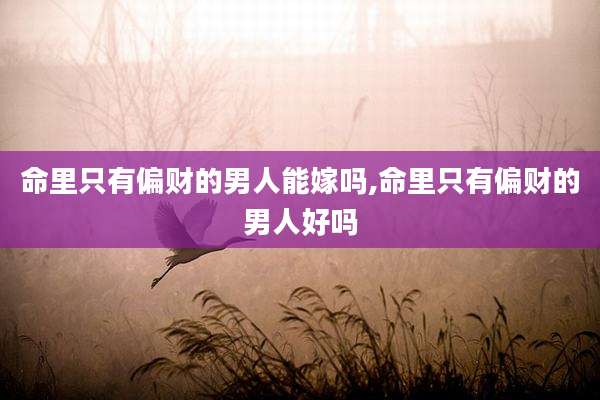 命里只有偏财的男人能嫁吗,命里只有偏财的男人好吗