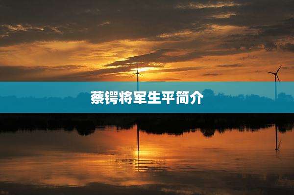 蔡锷将军生平简介