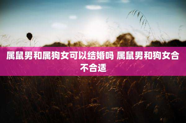 属鼠男和属狗女可以结婚吗 属鼠男和狗女合不合适