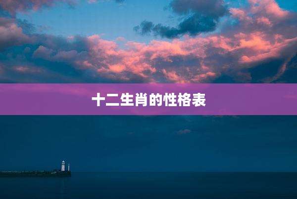 十二生肖的性格表