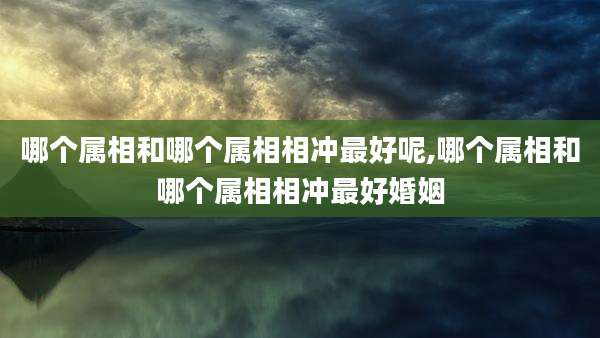 哪个属相和哪个属相相冲最好呢,哪个属相和哪个属相相冲最好婚姻