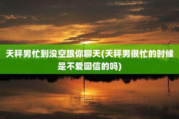 天秤男忙到没空跟你聊天(天秤男很忙的时候是不爱回信的吗)