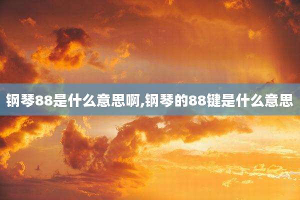 钢琴88是什么意思啊,钢琴的88键是什么意思