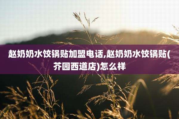赵奶奶水饺锅贴加盟电话,赵奶奶水饺锅贴(芥园西道店)怎么样