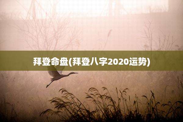 拜登命盘(拜登八字2020运势)