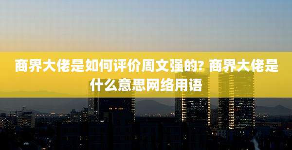 商界大佬是如何评价周文强的? 商界大佬是什么意思网络用语