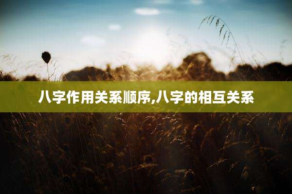 八字作用关系顺序,八字的相互关系