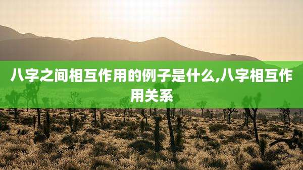八字之间相互作用的例子是什么,八字相互作用关系