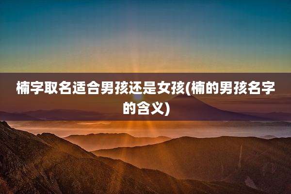 楠字取名适合男孩还是女孩(楠的男孩名字的含义)