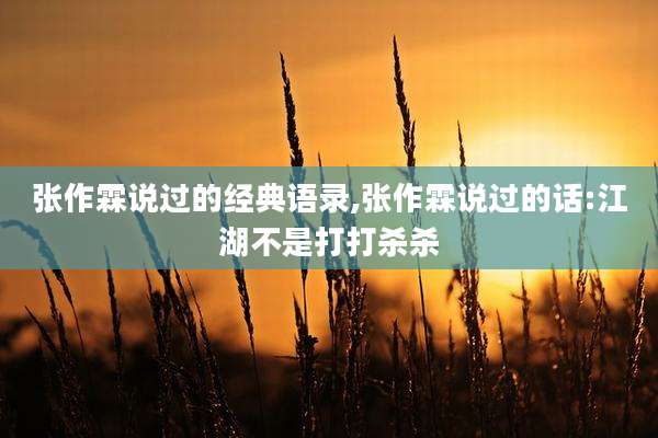 张作霖说过的经典语录,张作霖说过的话:江湖不是打打杀杀