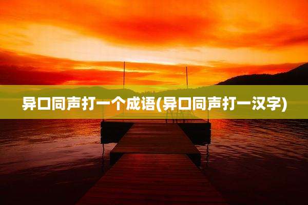 异口同声打一个成语(异口同声打一汉字)