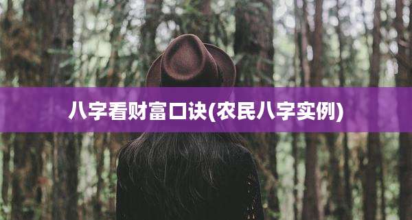 八字看财富口诀(农民八字实例)