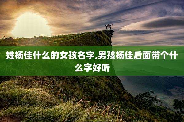 姓杨佳什么的女孩名字,男孩杨佳后面带个什么字好听