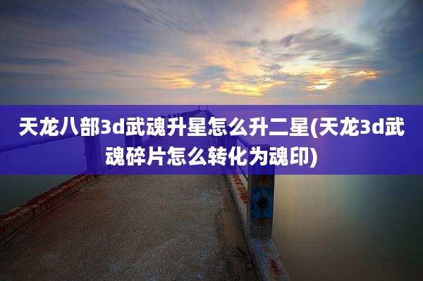 天龙八部3d武魂升星怎么升二星(天龙3d武魂碎片怎么转化为魂印)