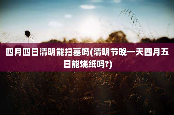 四月四日清明能扫墓吗(清明节晚一天四月五日能烧纸吗?)