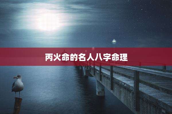 丙火命的名人八字命理