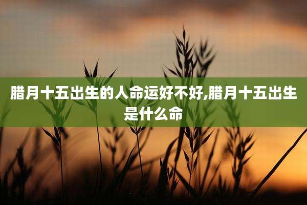 腊月十五出生的人命运好不好,腊月十五出生是什么命