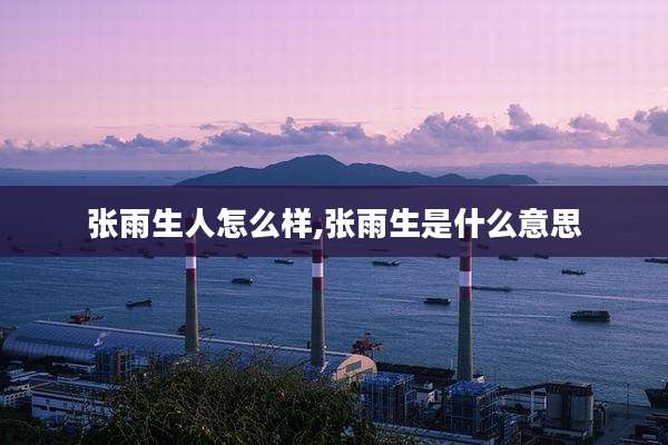 张雨生人怎么样,张雨生是什么意思