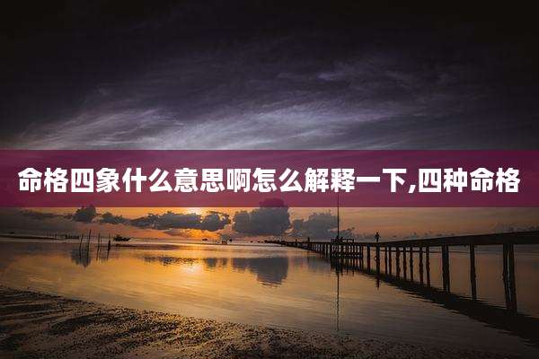 命格四象什么意思啊怎么解释一下,四种命格