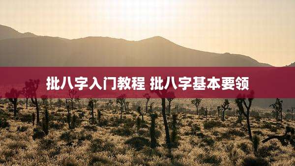 批八字入门教程 批八字基本要领