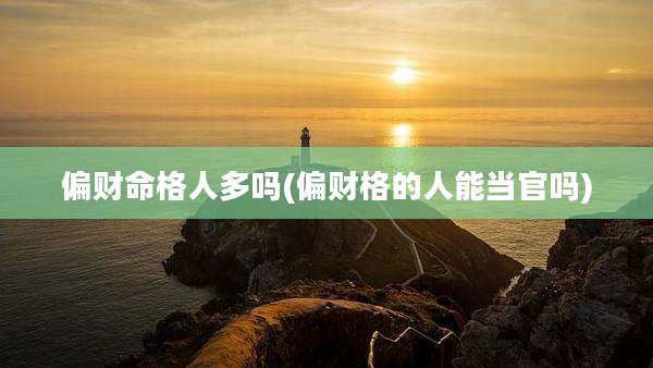 偏财命格人多吗(偏财格的人能当官吗)