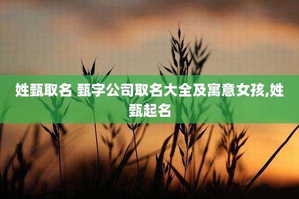姓甄取名 甄字公司取名大全及寓意女孩,姓甄起名